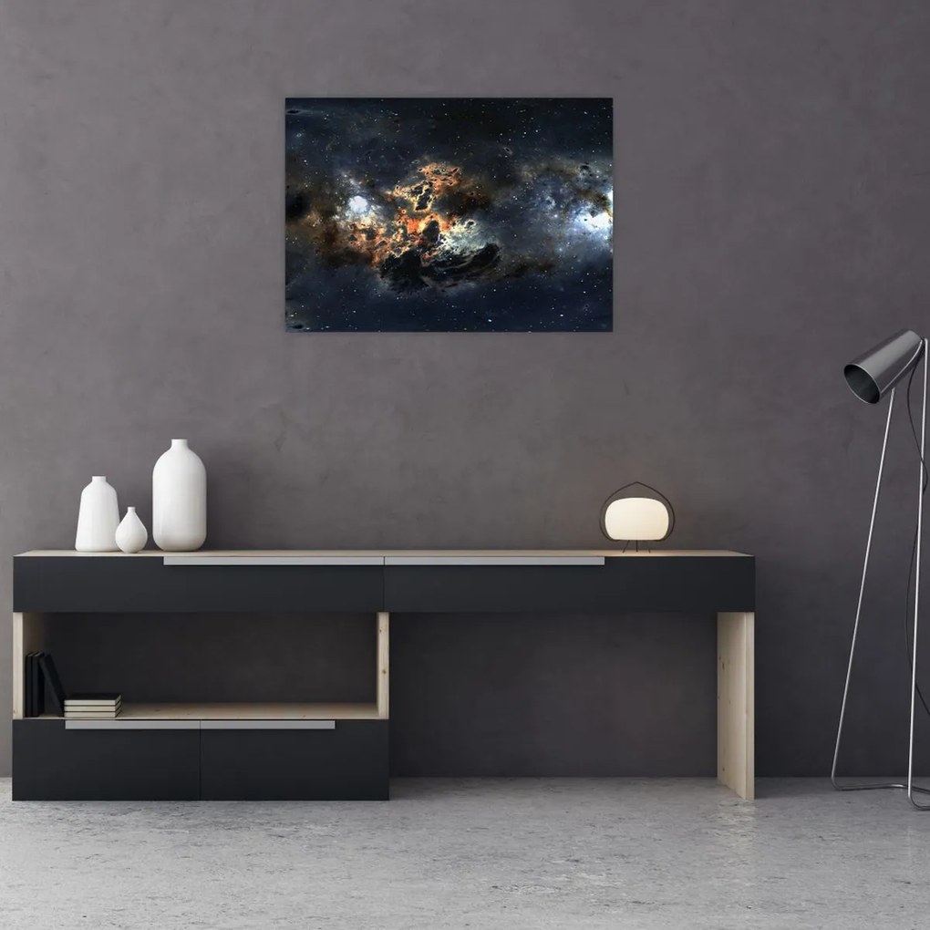 Obraz na szkle - Wszechświat z mgławicą (70x50 cm)
