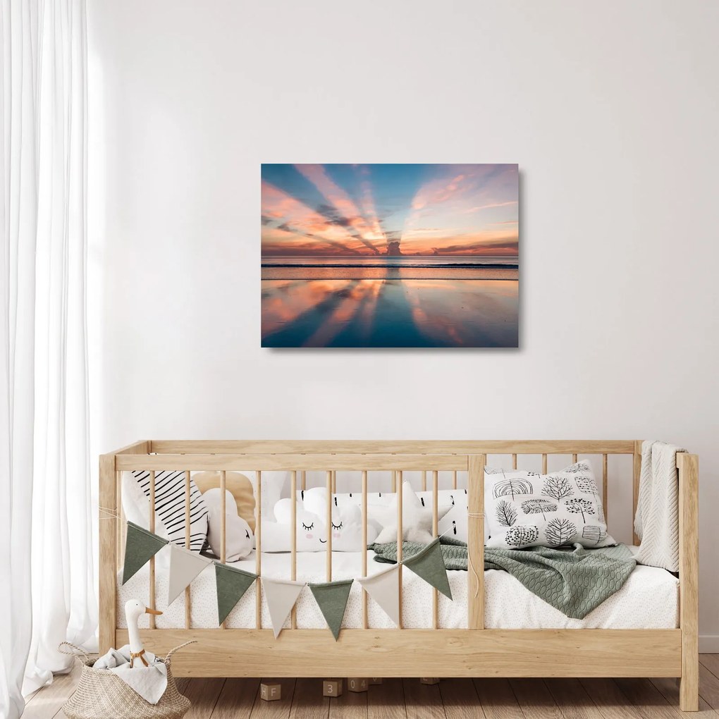 Obraz na szkle promieni słonecznych nad plażą Dayton (70x50 cm)