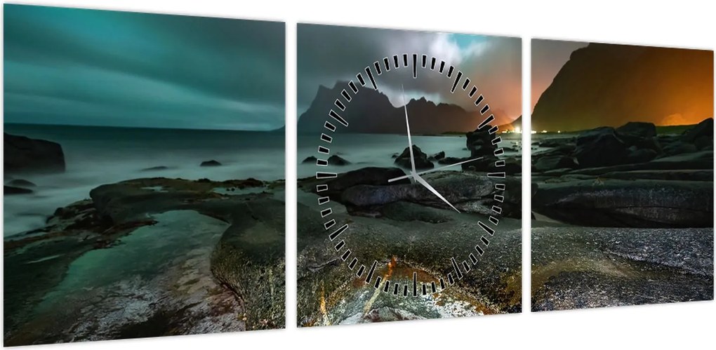 Obraz - Scena nocna (z zegarem) (90x30 cm)