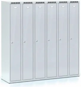Metalowa szafka ubraniowa S7, 3-drzwiowa, 1800 x 900 x 500 mm, demontaż, zamek obrotowy, grafitowe drzwi