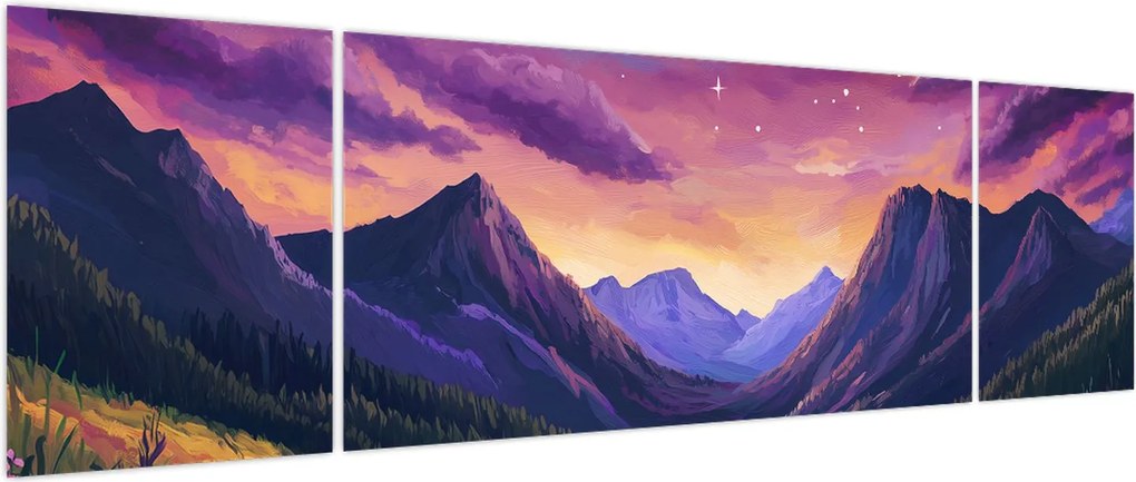 Obraz - Fioletowy krajobraz (170x50 cm)