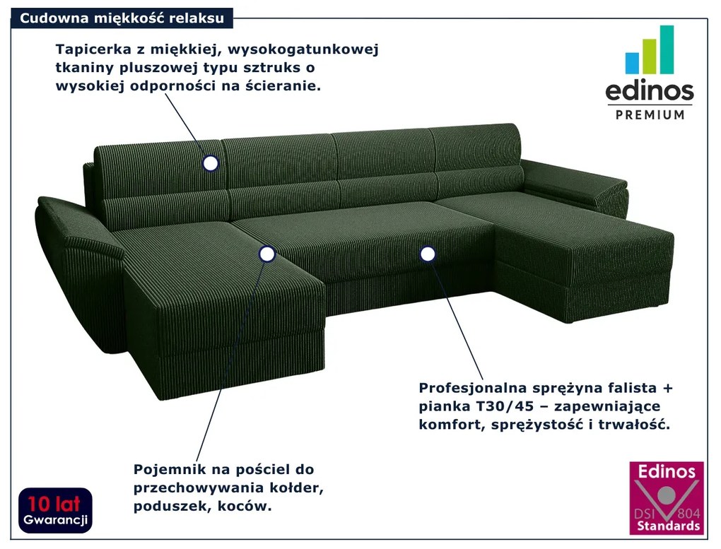 Zielony narożnik w kształcie U z pojemnikiem F6-W89