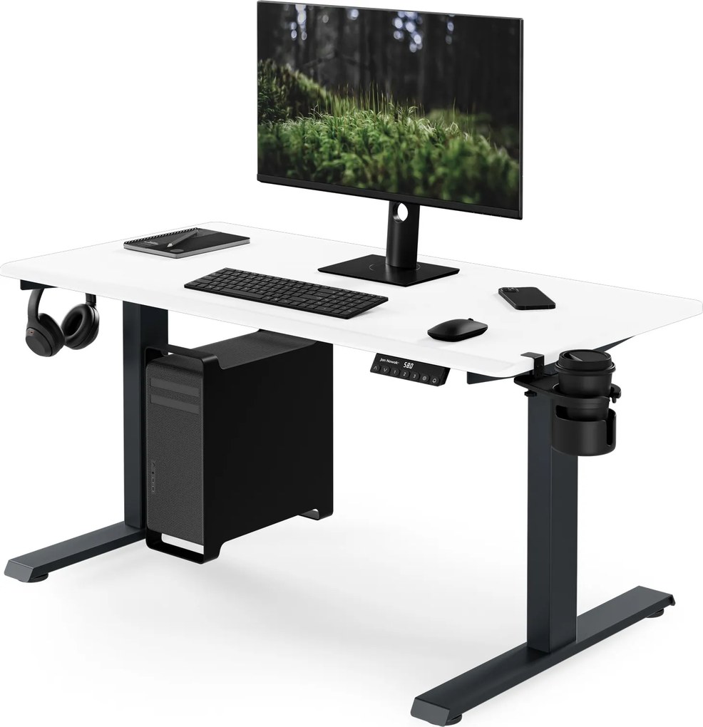 Biurko elektryczne z regulacją wysokości ergonomiczne antracytowo-białe, 1200x600 mm: ARIA