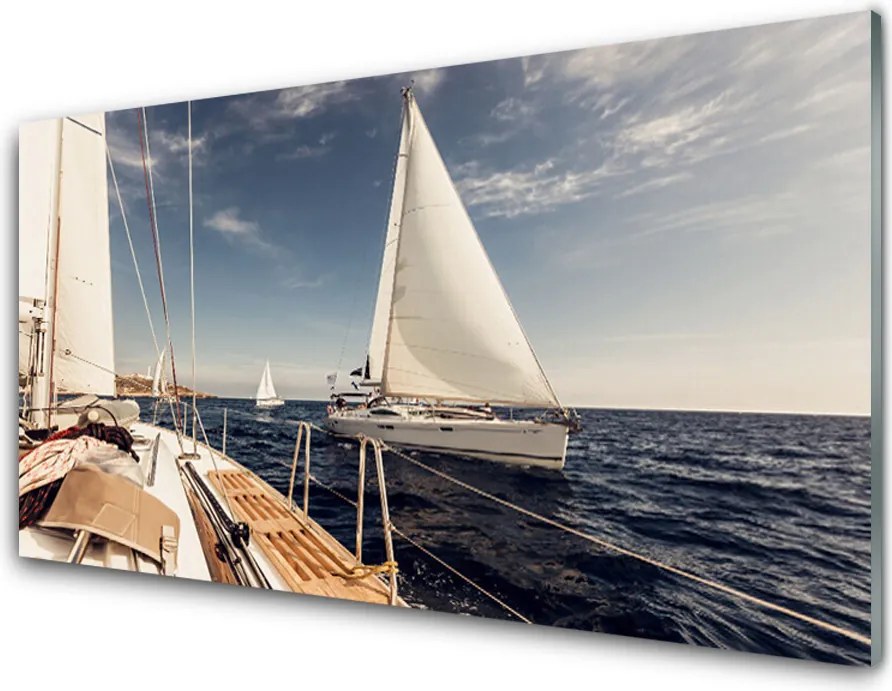 Panel nad blat kuchenny Kolorowe Łodzie Na Morskiej Głębi