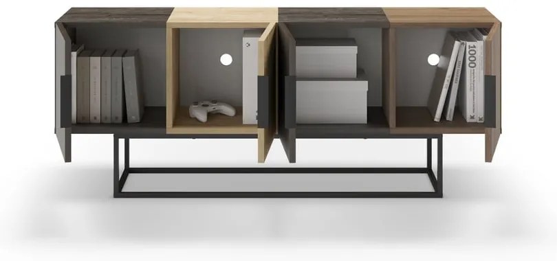 Brązowa szafka pod TV w dekorze dębu 140x55 cm Titan – Marckeric