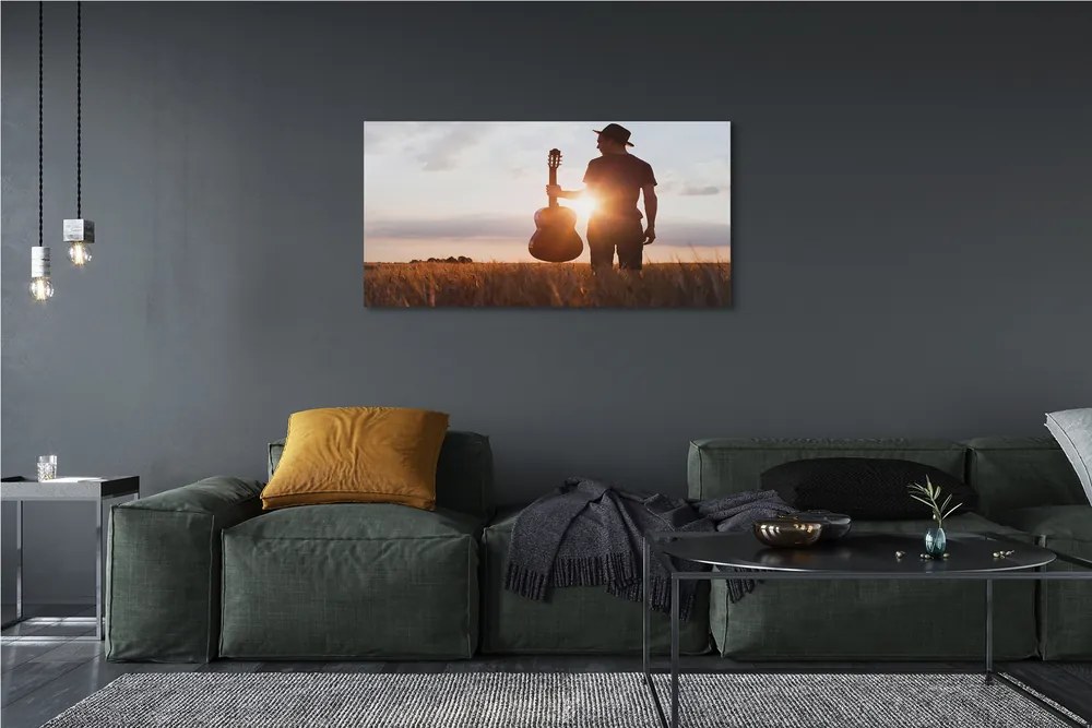 Obraz drukowany na płótnie Ekspresja Gry Na Gitarze