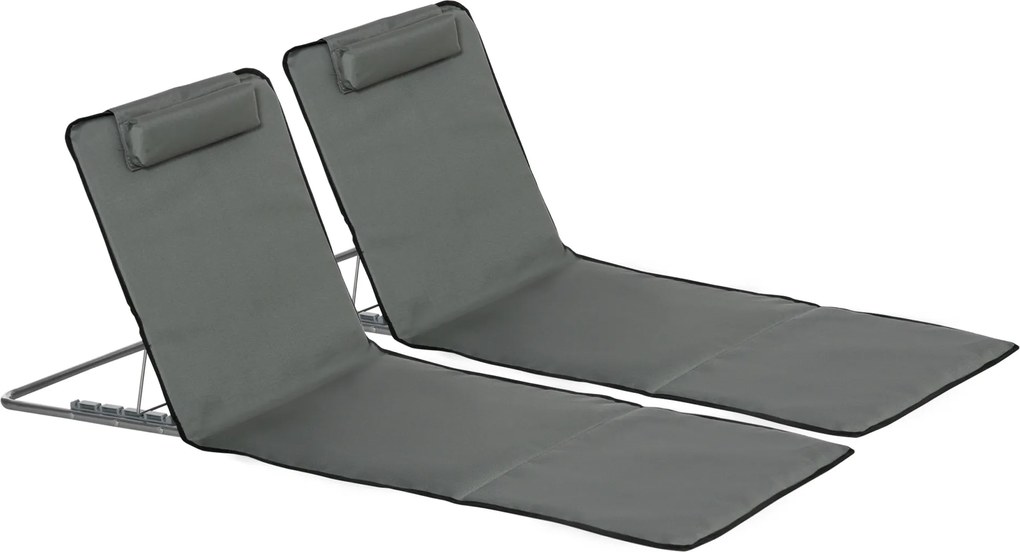 Outsunny Zestaw 2 mat plażowych, regulowany, składany, 124Dł x 53Szer x 37-50Wys cm, Szary