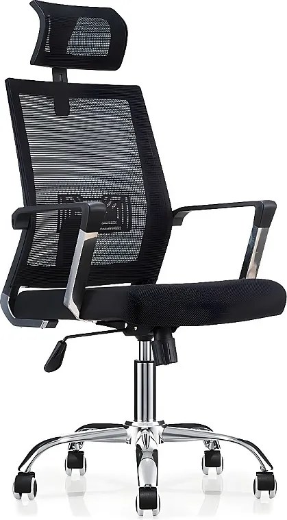 Fotel biurowy z regulacją wysokości - tkanina i siatka - czarny - KIRIS