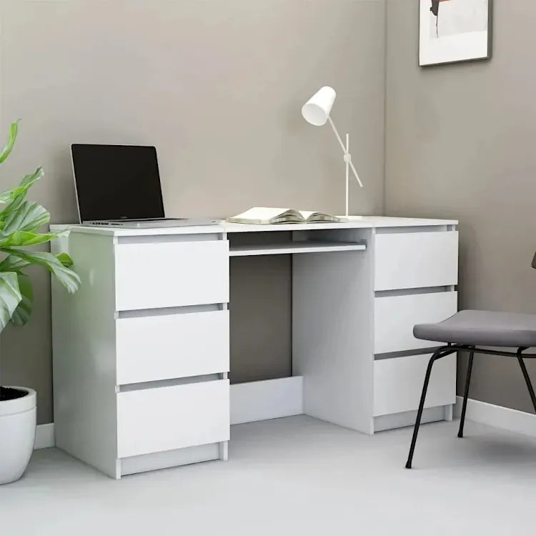 Białe minimalistyczne biurko z szufladami - Sanmi