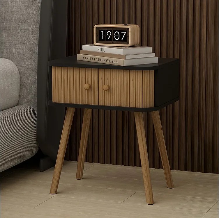 Stolik nocny antracyt/bambus 40x30x47 germo