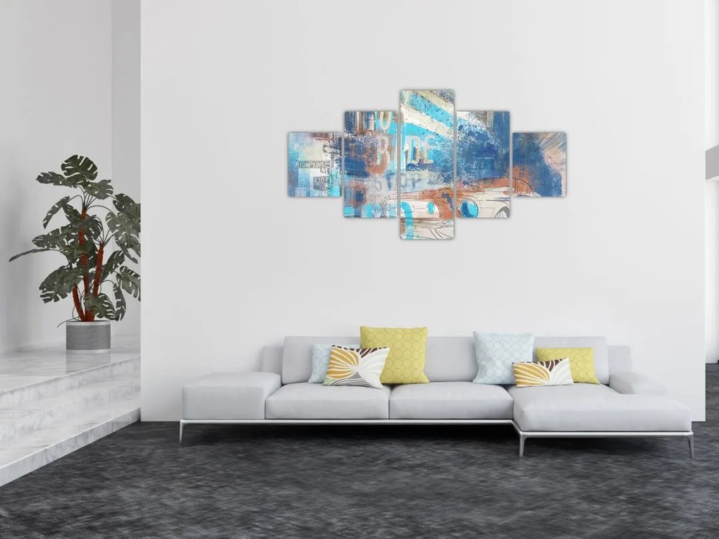 Obraz - Urodzony, by jeździć, niebieskie odcienie (125x70 cm)