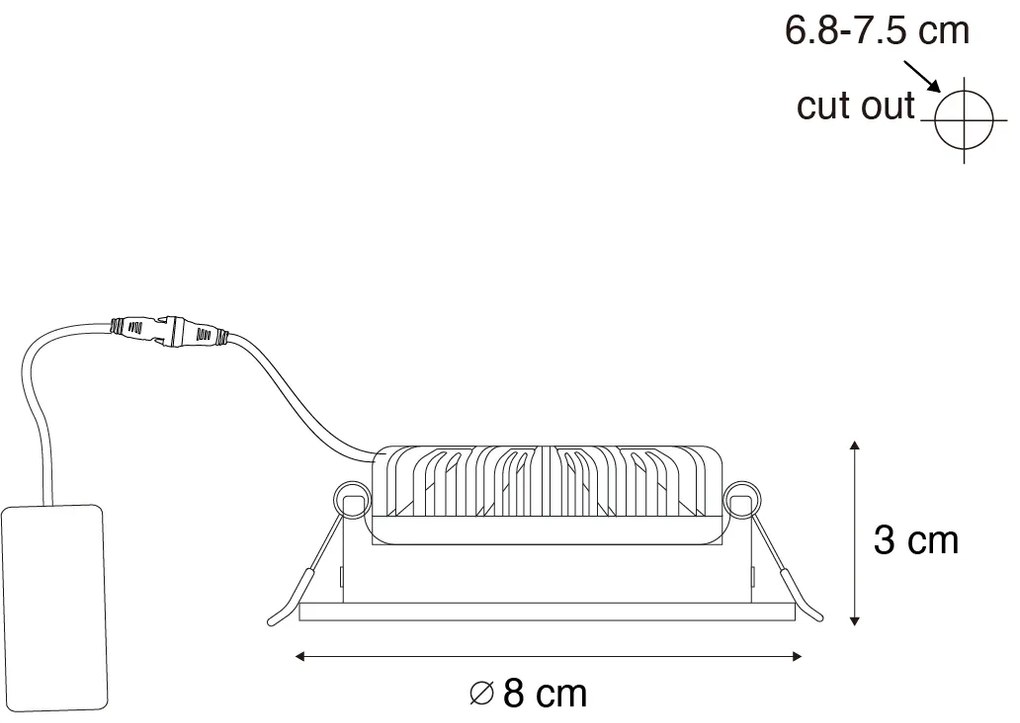 Zestaw 6 nowoczesnych białych reflektorów wpuszczanych 8,2 cm z LED IP54 Ultra Slim - Pupil