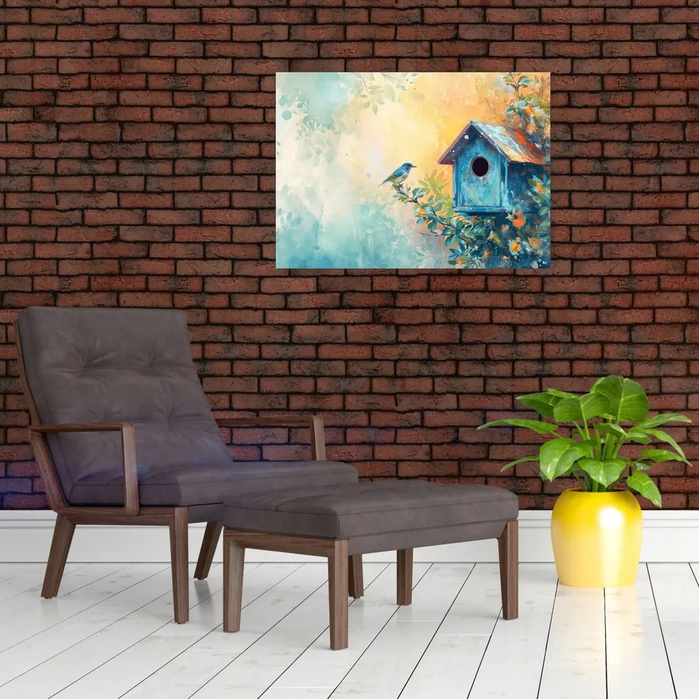 Obraz - Domek dla ptaków, akwarela (70x50 cm)