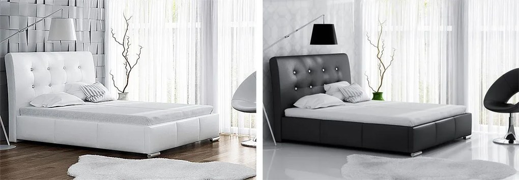 Łóżko tapicerowane do sypialni glamour Helik 180x200 - 44 kolory