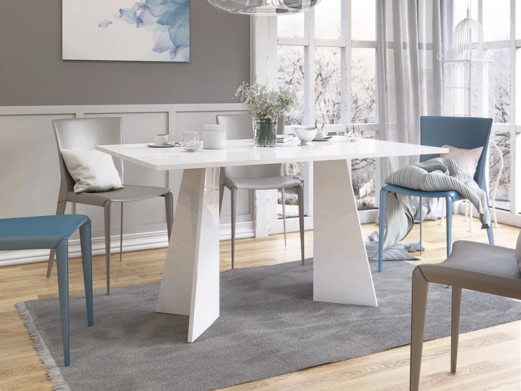 Biały stół do jadalni w wysokim połysku Violan