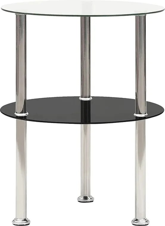 Stolik kawowy 2-poziomowy Przezroczysty i czarny 38cm Szkło hartowane Nowoczesny i elegancki