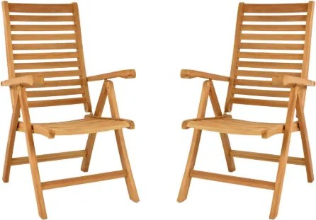Divero 2 krzesła ogrodowe teakowe z regulacją i składaniem