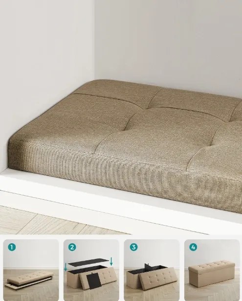 Stołek ze schowkiem OTTOMAN 110x38 cm, jasnobrązowy