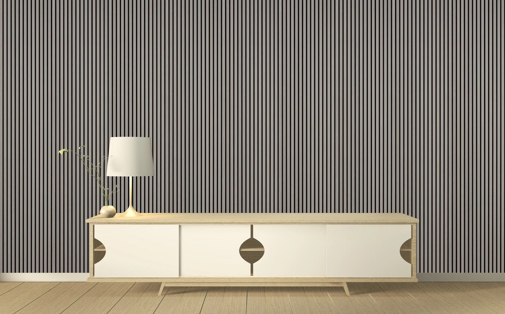 Drewniany panel akustyczny, 2400 x 600 mm, czarny podkład, 5 szt, dąb grafitowy