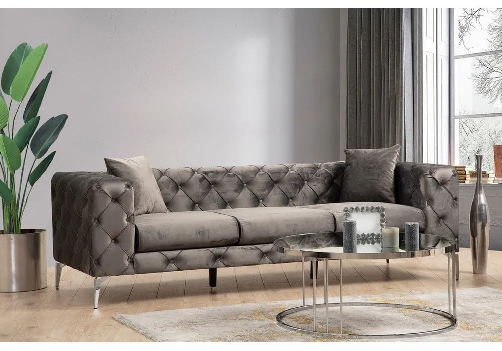 Ciemnoszara aksamitna sofa 237 cm Como – Balcab Home