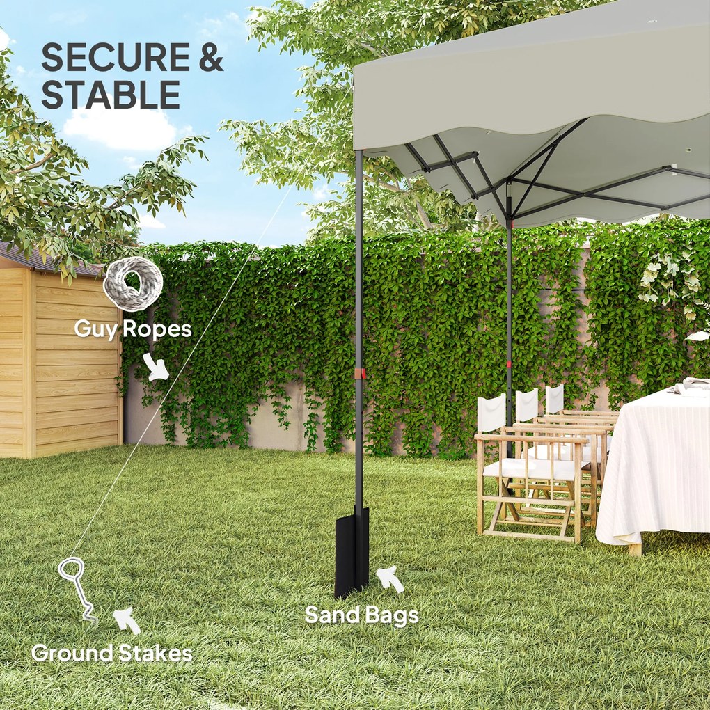 Outsunny 3 x 3 m Składany Pawilon, Regulowany Wysokością Pawilon Ogrodowy, z Torbą na Kółkach, do Ogrodu, Tarasu, Metal, Tkanina, Kremowy