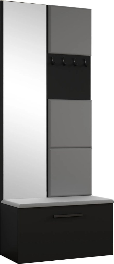 Masseno Garderoba MODULO 161,2/204/40 cm do Przedpokoju Nowoczesna Czarna