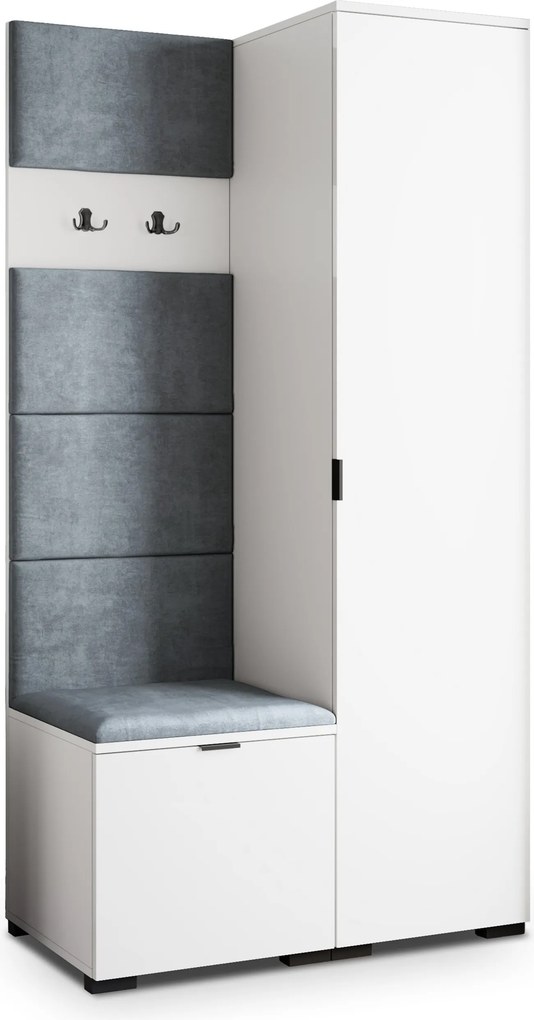 Masseno Garderoba LORI 95/181/51 cm Nowoczesna Szafa do Przedpokoju Biała, MONOLITH 85 (Szary)