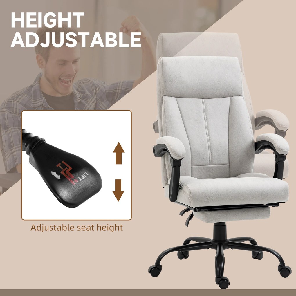 Vinsetto Fotel biurowy z masażerem regulowane siedzisko funkcja masażu jasnoszary | Aosom PL