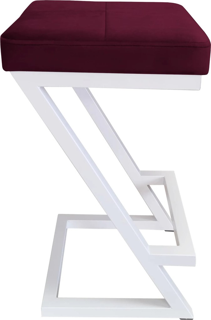 Hoker ZETA krzesło barowe tkanina Welur podstawa metalowa LOFT : Kolor Stelaża - Biały, Kolor tkaniny - VELVET - MG02
