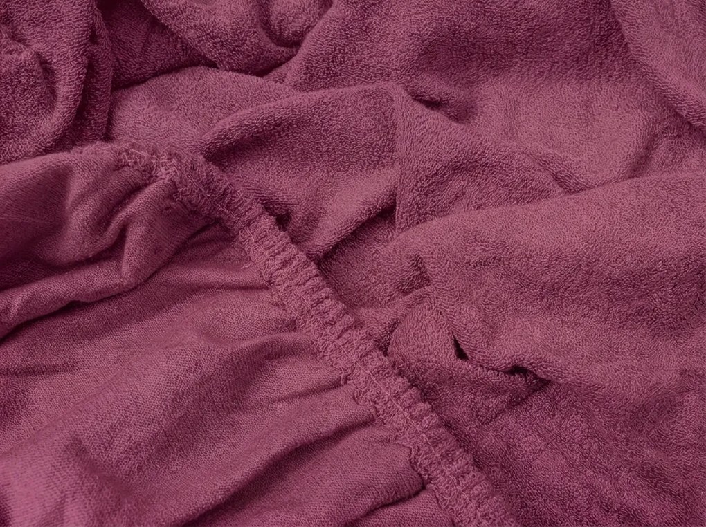 PrzytulneMieszkanie.pl Prześcieradło frotte do dziecięcego łóżeczka PREMIUM 60x120 cm bordowe