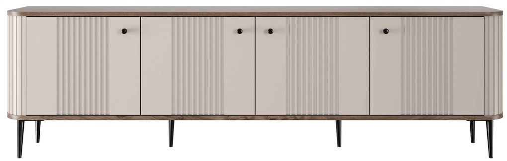 Szafka RTV Vesper 4D 187 cm - kaszmir / orzech / czarne nogi