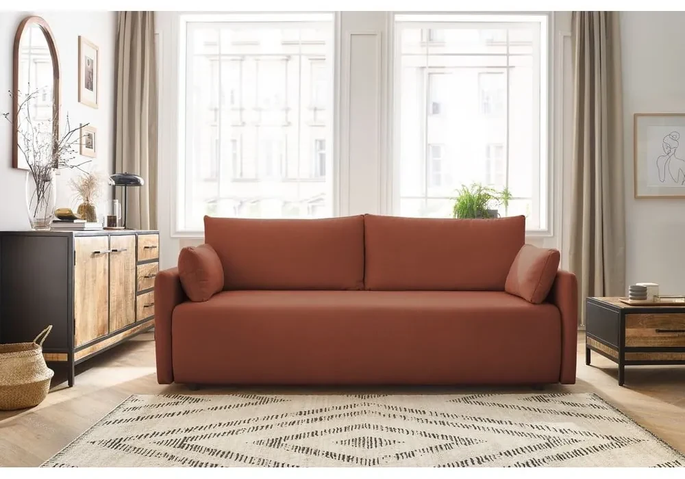 Pomarańczowa rozkładana sofa 211 cm Marcel – Bobochic Paris