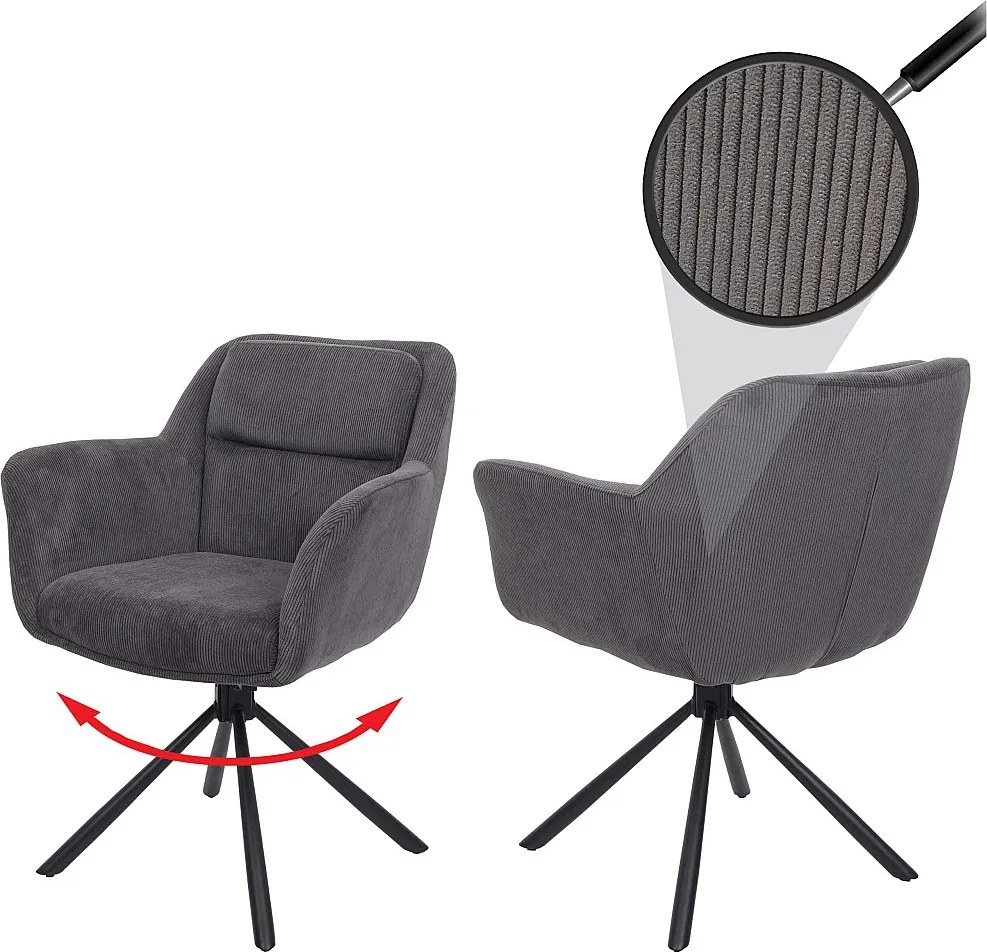 Krzesło do jadalni MCW-K33 (zestaw 2 sztuk),  sztruks szary