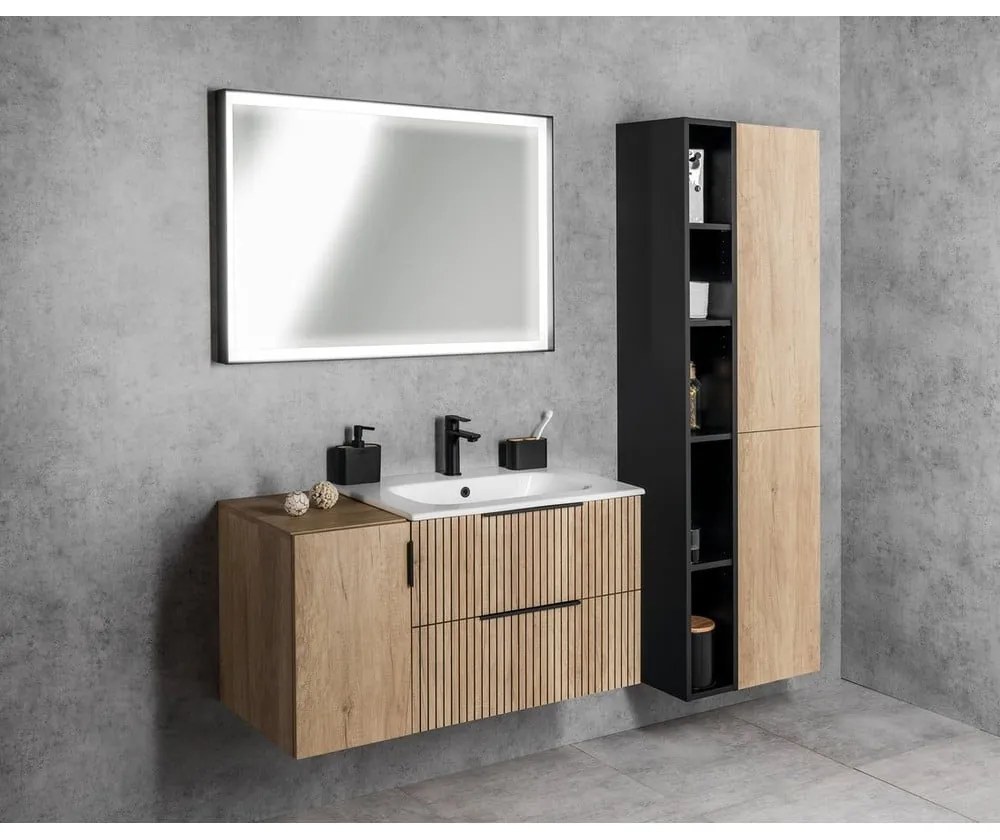 Wisząca szafka bez umywalki w dekorze dębu w naturalnym kolorze 100x52 cm Cirasa – Sapho