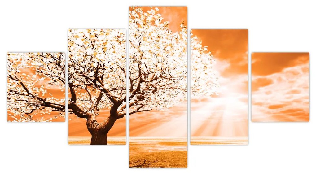 Pomarańczowy obraz drzewa (125x70 cm)