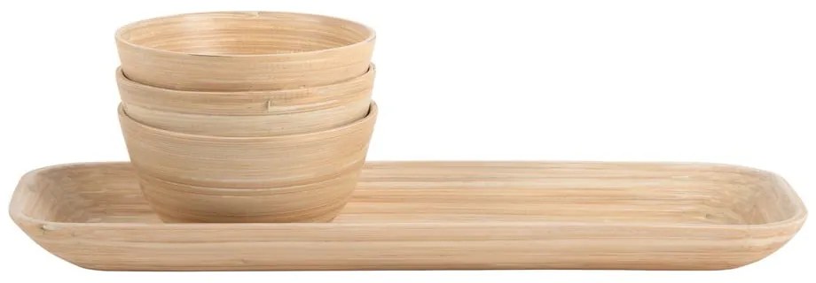 Bambusowy zestaw misek do serwowania w naturalnym kolorze Puro – PT LIVING