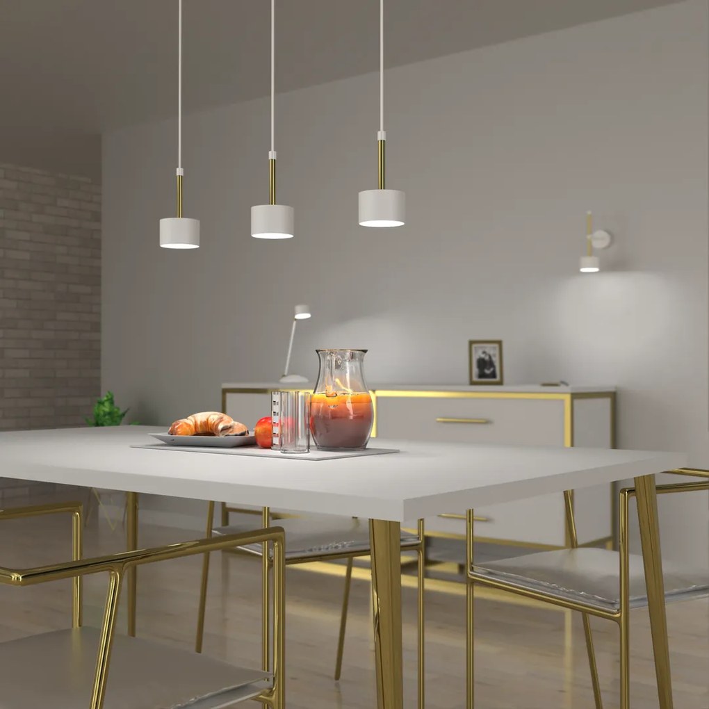 Lampa wisząca ARENA WHITE/GOLD 3xGX53, potrójna, na listwie biała, nad stół