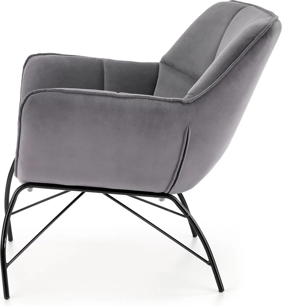 Pikowany fotel do salonu z tkaniny aksamitnej Belton