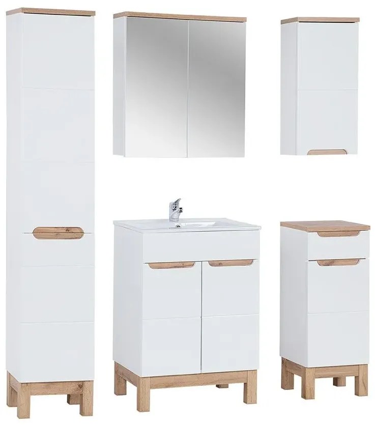 Zestaw mebli łazienkowych z koszem  60 cm Biały połyskM2-C54