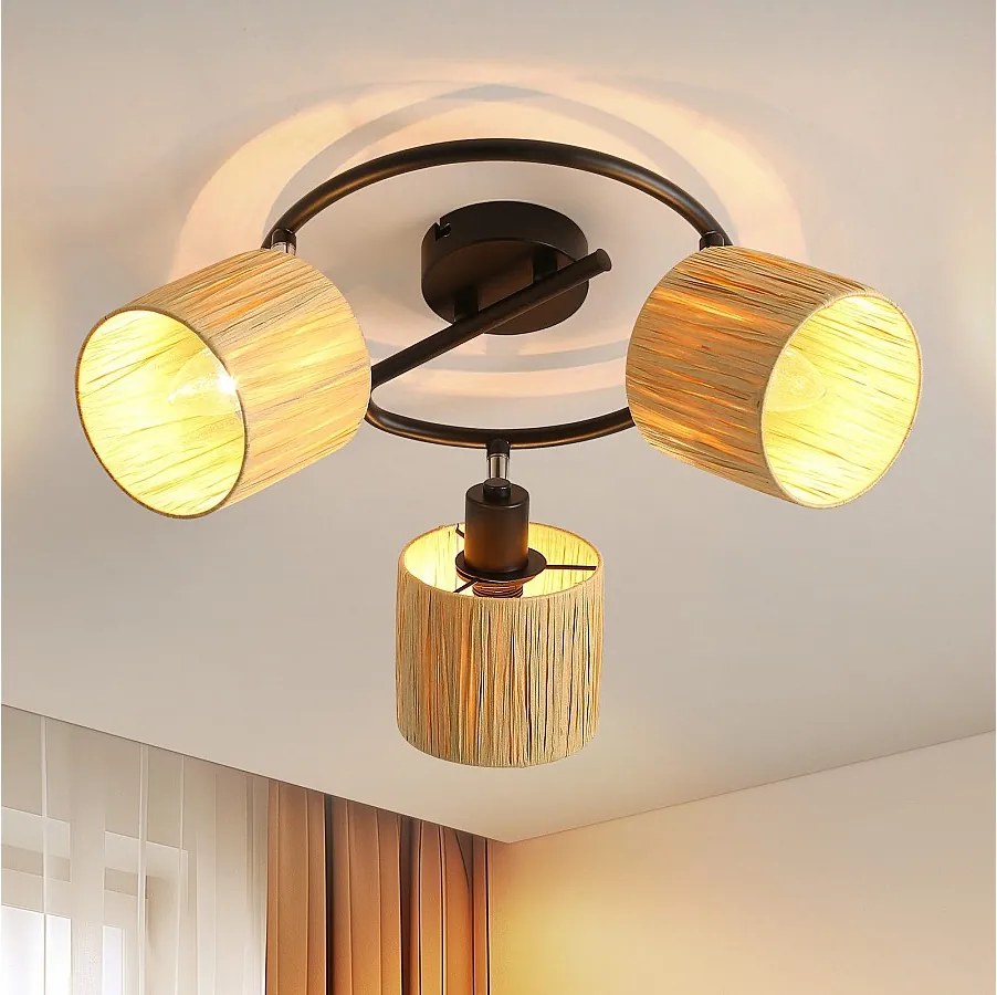 Ceiling Spot 3 Flames E14 Natural Black Ceiling Light Paper Salon