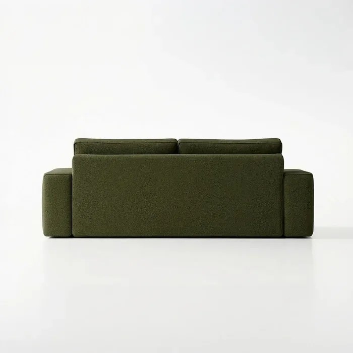 Sofa z Funkcją Spania CAMELIA Oliwkowa Boucle Japandi