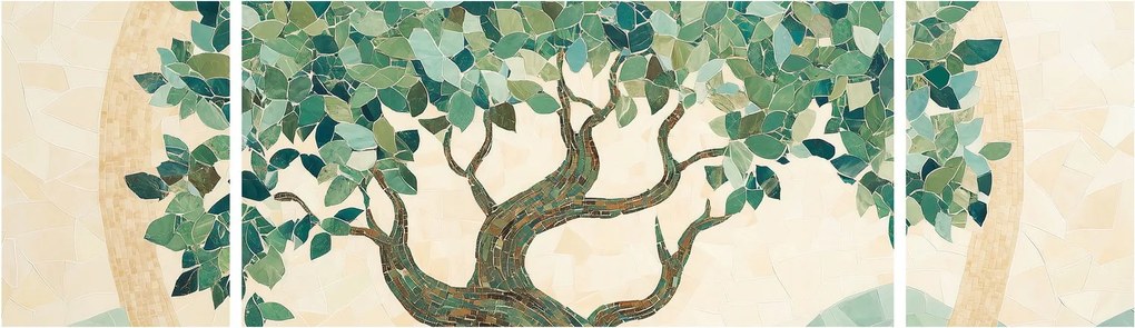 Obraz – Elegancka mozaika z drzewem (170x50 cm)