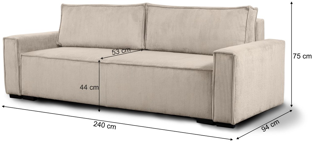 Trzyosobowa sofa rozkładana SMART kremowa