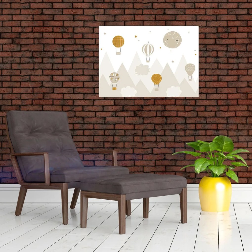 Obraz na szkle - Latające balony (70x50 cm)
