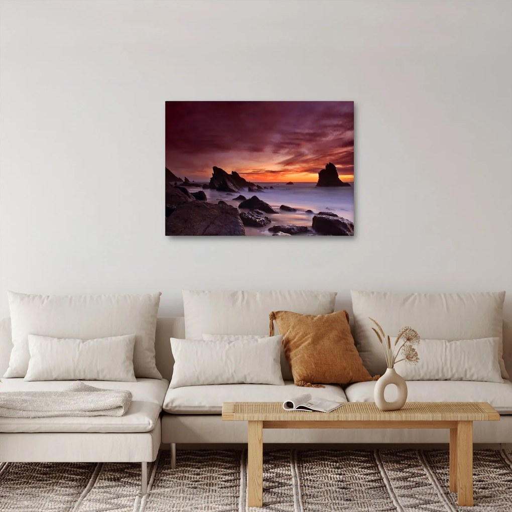 Obraz zachodu słońca na wybrzeżu (70x50 cm)