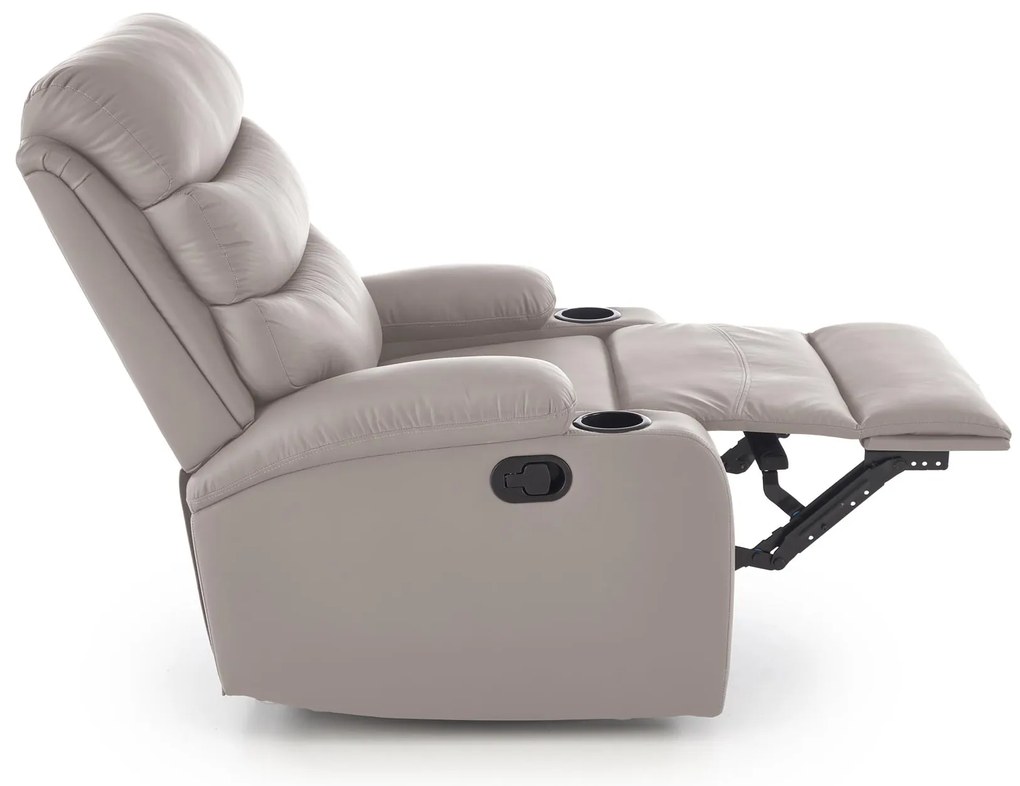 Fotel do salonu wypoczynkowy beżowy, rozkładany eco skóra PERUS