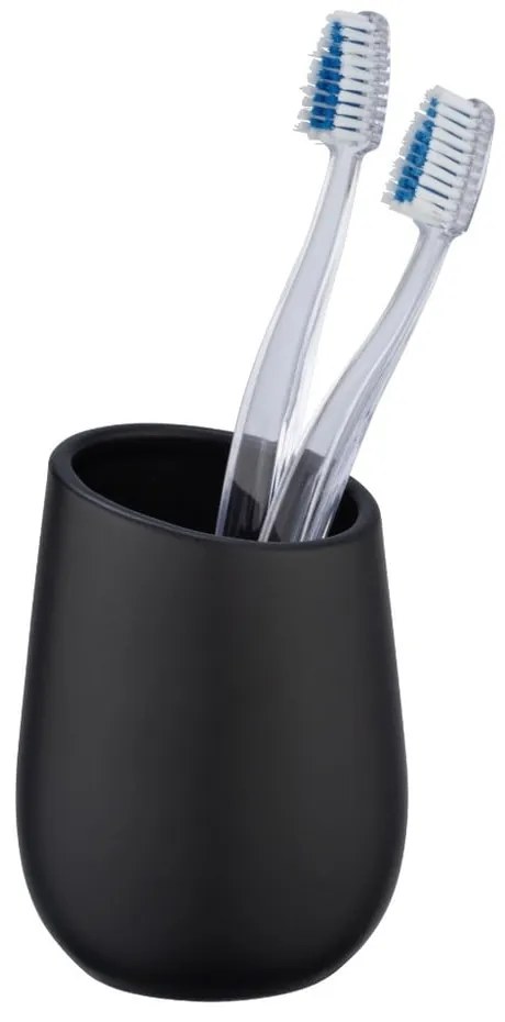 Czarny ceramiczny kubek na szczoteczki Wenko Badi