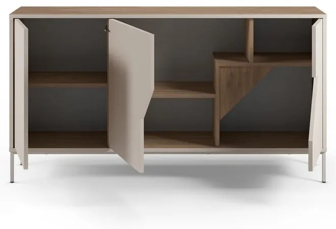Kremowo-naturalna komoda w dekorze dębu 150x80x40 cm Lilou – Marckeric