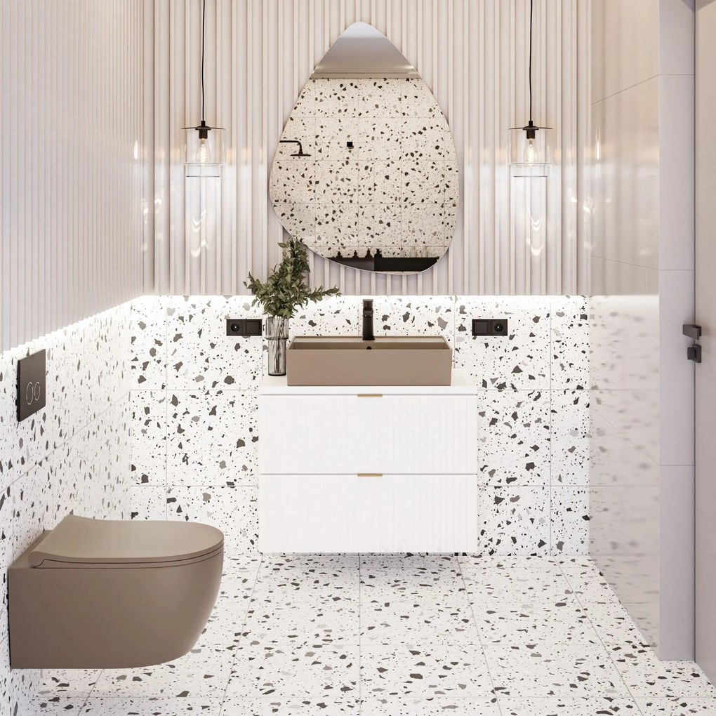 Szafka wisząca podumywalkowa biała 80 x 46 cm ASTROS White