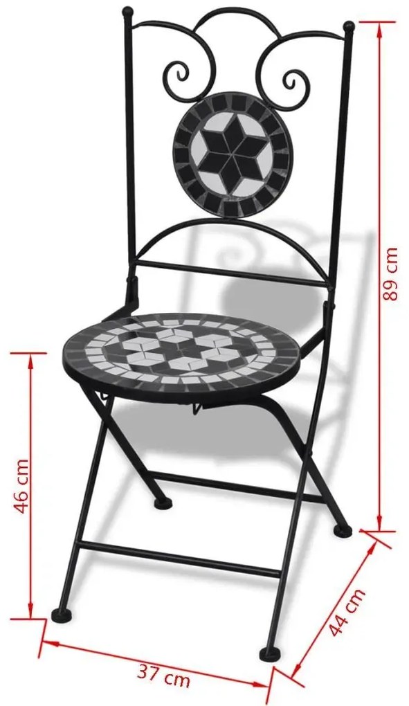 Zestaw ceramicznych krzeseł ogrodowych - czarno T3-Z08